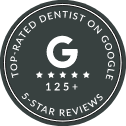 Top rated dentist on Google badge