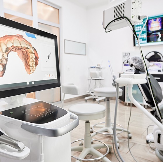 Tooth scan displayed on computer monitor